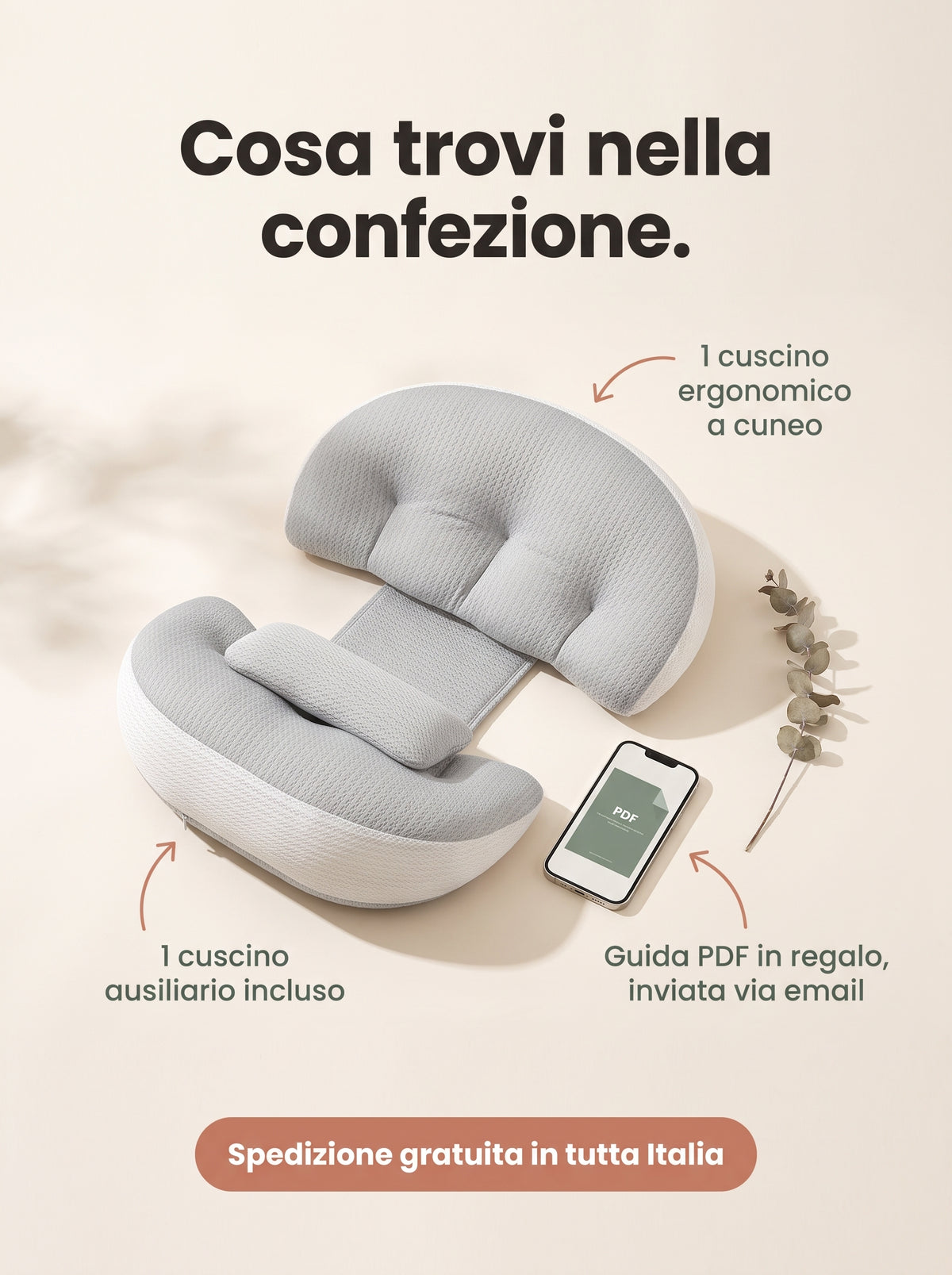 Cuscino Gravidanza SOVRALIA, sostegno per pancia e schiena